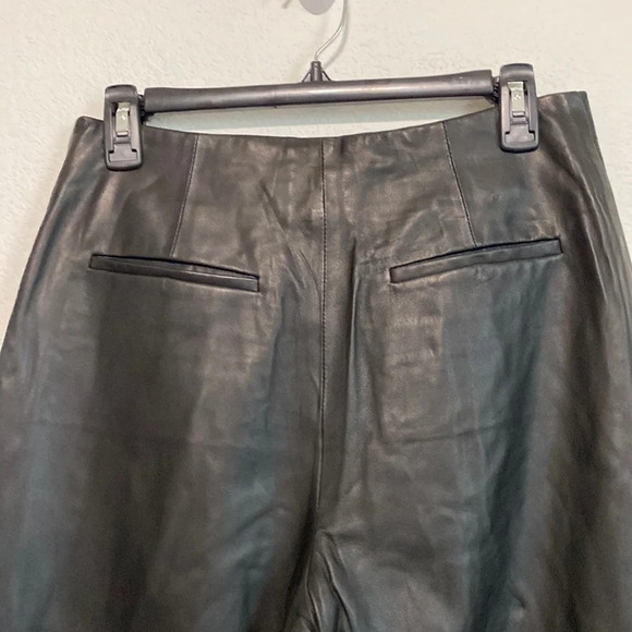 Vince NEW Pleat Front Tapered Leather Trousers Black Size 2 - Picture 10 of 11